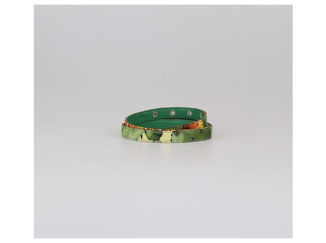 Dolce & Gabbana Multicolor Fabric and Leather Printed Thin Belt Multiple colors - view 3