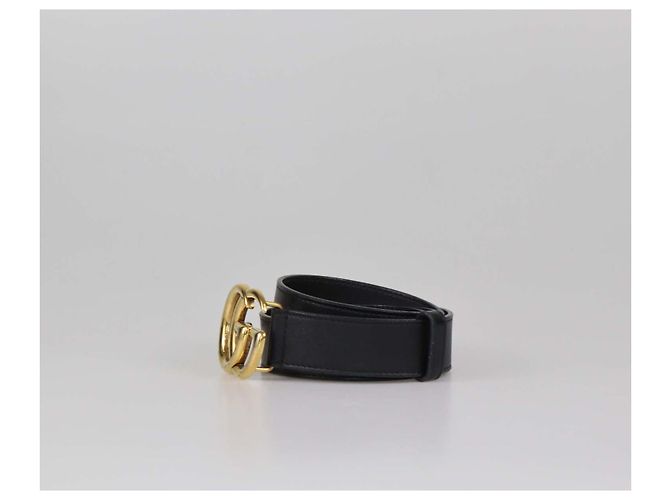 Ceinture fine Gucci GG Marmont en cuir noir - vue 2
