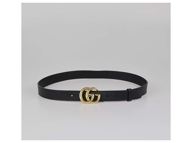 Ceinture fine Gucci GG Marmont en cuir noir - vue 4
