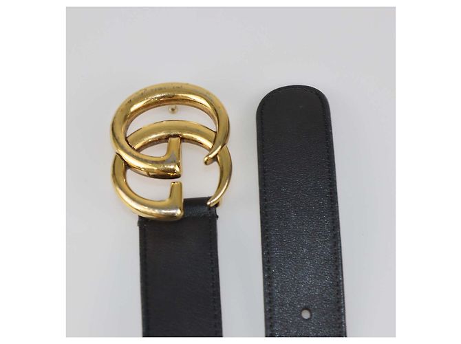 Ceinture fine Gucci GG Marmont en cuir noir - vue 5
