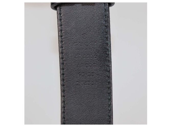 Ceinture fine Gucci GG Marmont en cuir noir - vue 6