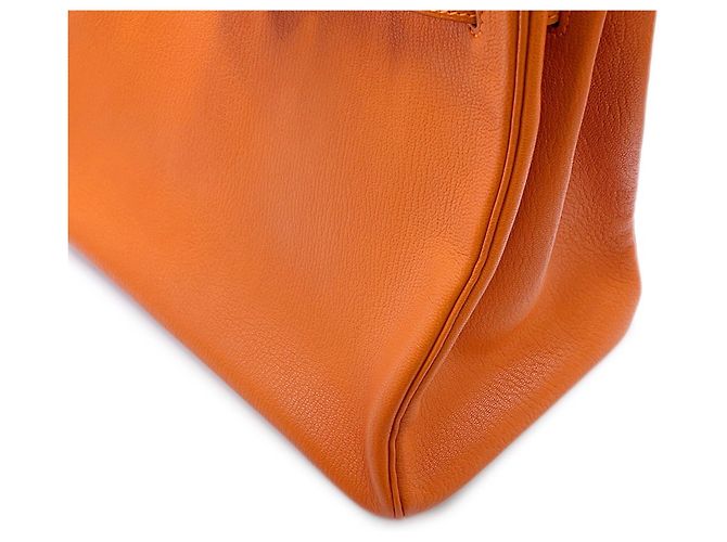 Hermès Borsa Hermes Birkin 35 in pelle Chevre Mysore Orange Arancione - vista 10