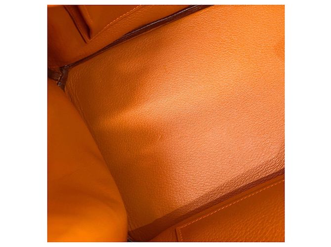 Hermès Borsa Hermes Birkin 35 in pelle Chevre Mysore Orange Arancione - vista 11