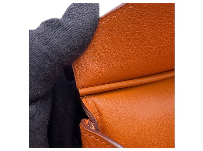 Hermès Borsa Hermes Birkin 35 in pelle Chevre Mysore Orange Arancione - vista 12