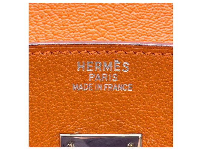 Hermès Borsa Hermes Birkin 35 in pelle Chevre Mysore Orange Arancione - vista 17