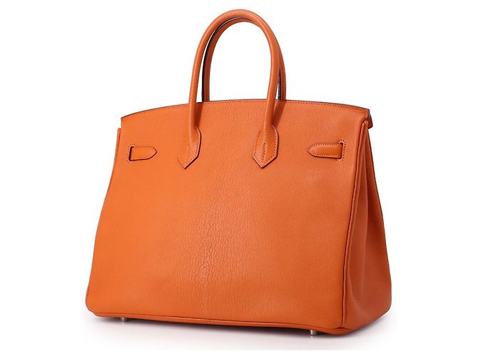 Hermès Borsa Hermes Birkin 35 in pelle Chevre Mysore Orange Arancione - vista 2