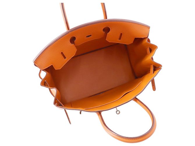 Hermès Borsa Hermes Birkin 35 in pelle Chevre Mysore Orange Arancione - vista 5