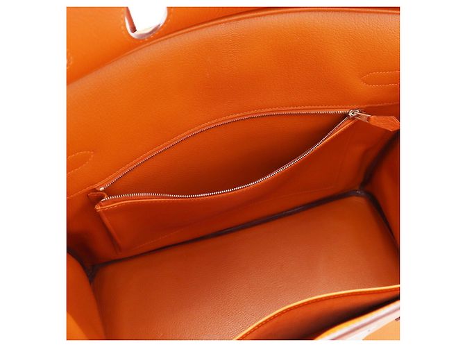 Hermès Borsa Hermes Birkin 35 in pelle Chevre Mysore Orange Arancione - vista 7