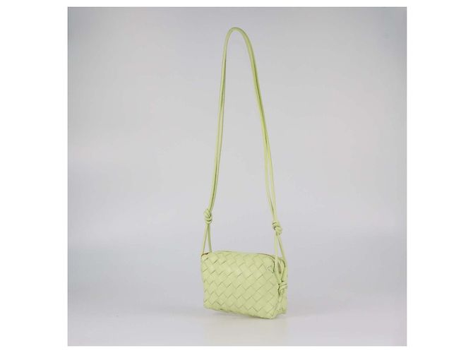 Borsa a tracolla Mini Loop Camera in pelle Intrecciato Lime Bottega Veneta Verde - vista 2