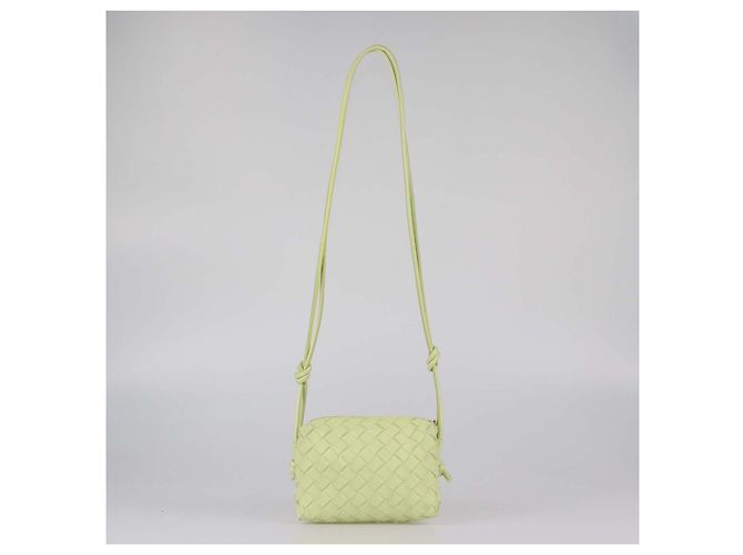 Borsa a tracolla Mini Loop Camera in pelle Intrecciato Lime Bottega Veneta Verde - vista 3