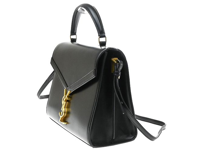 Saint Laurent Cassandra Leather Small Nero - vista 3