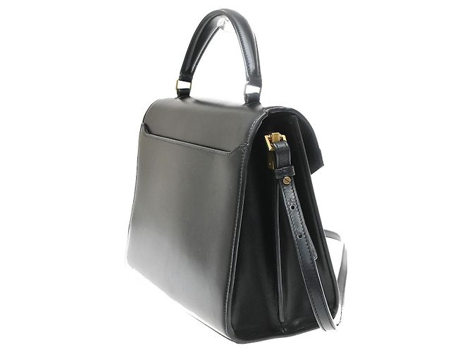 Saint Laurent Cassandra Leather Small Nero - vista 4