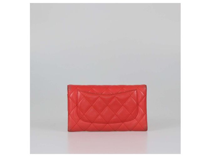Chanel Reissue Trifold Long Wallet aus rotem gestepptem Leder Pink - Ansicht 3