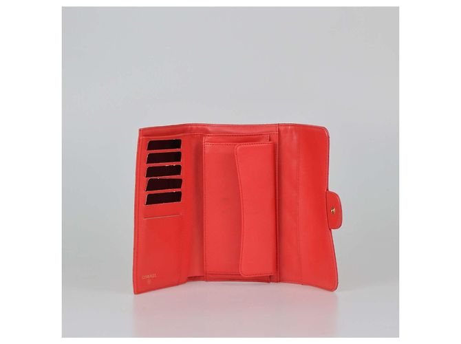 Chanel Reissue Trifold Long Wallet aus rotem gestepptem Leder Pink - Ansicht 5