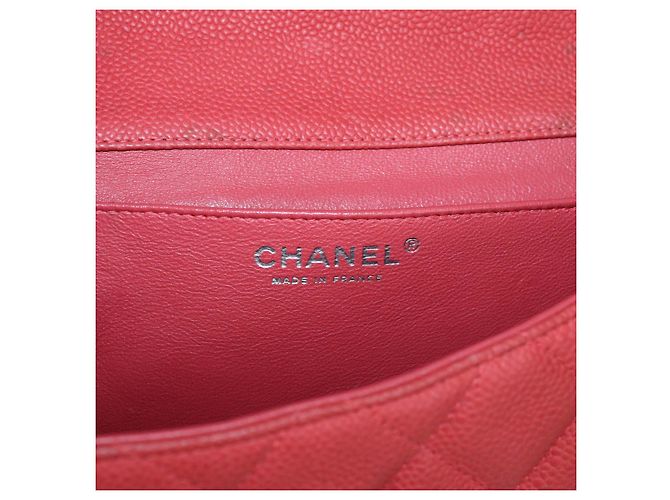 Chanel Clutch On Chain Classic Flap in pelle caviar matelassé rossa Rosa - vista 4