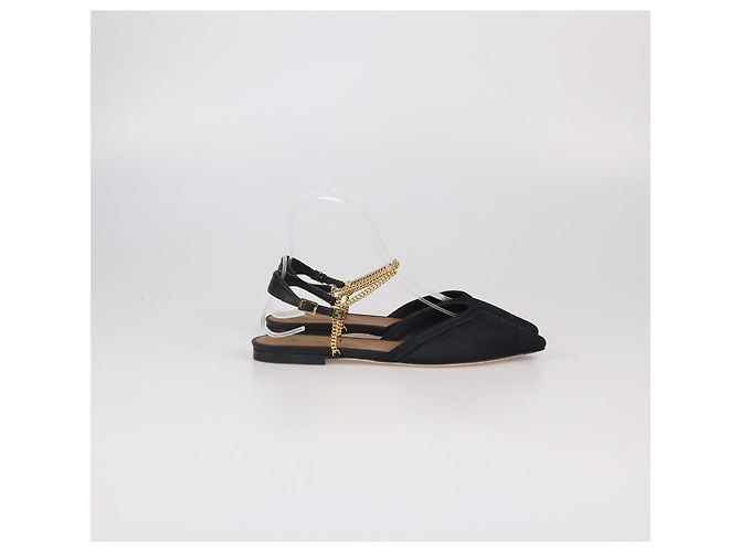 Sandali bassi slingback in mesh nero Fendi - vista 3