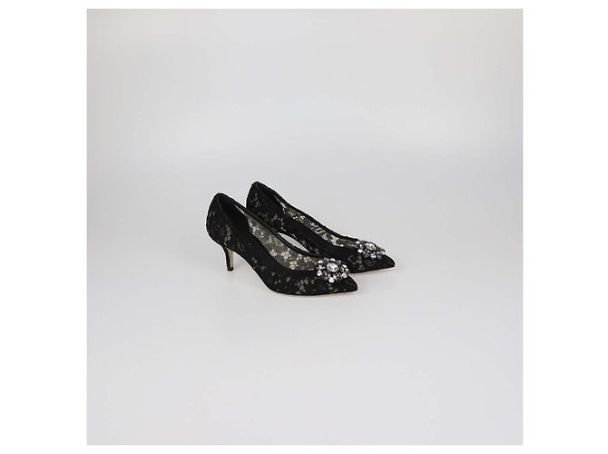Décolleté Bellucci Dolce & Gabbana in pizzo nero con cristalli - vista 2