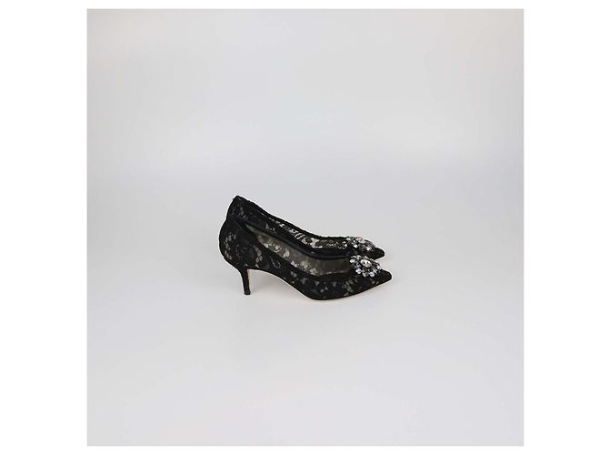 Décolleté Bellucci Dolce & Gabbana in pizzo nero con cristalli - vista 3