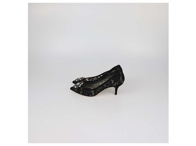 Décolleté Bellucci Dolce & Gabbana in pizzo nero con cristalli - vista 4
