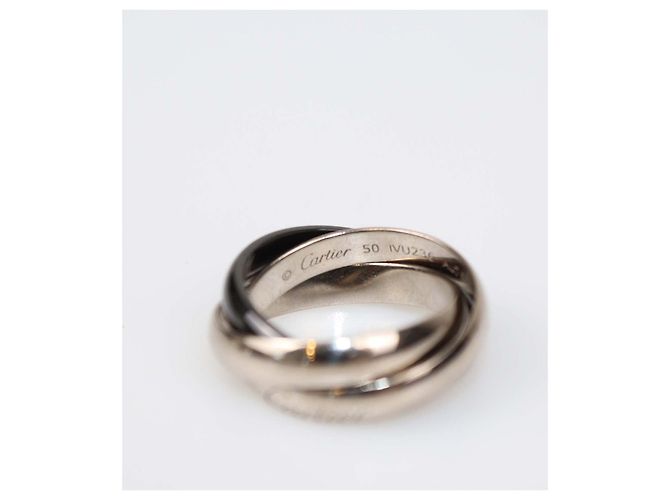 Cartier Trinity Ring aus 18K Weißgold und Keramik Größe 50 Golden - Ansicht 2