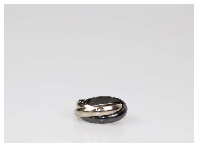 Cartier Trinity Ring aus 18K Weißgold und Keramik Größe 50 Golden - Ansicht 3