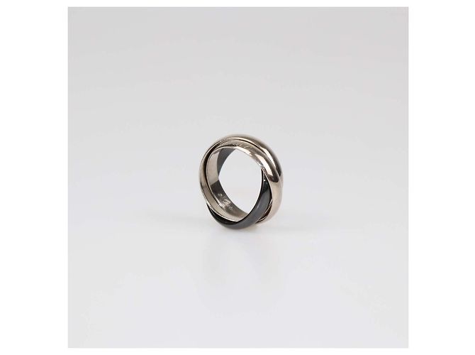 Cartier Trinity Ring aus 18K Weißgold und Keramik Größe 50 Golden - Ansicht 6