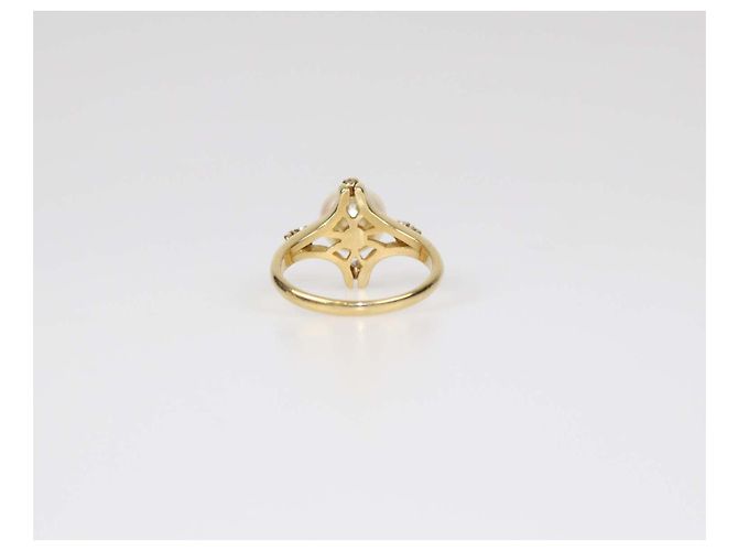 Anello Mikimoto in oro giallo 18K con perla e diamante, misura 53 D'oro - vista 3
