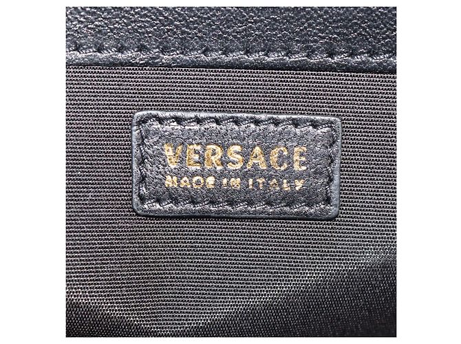 Portafoglio con catena Versace in pelle matelassé nera con stampa Barocco e Medusa Nero - vista 5