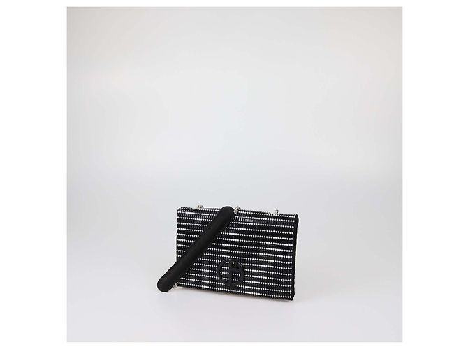 Clutch a catena in raso perline nero/argento Giorgio Armani - vista 2