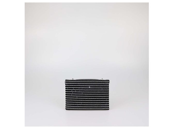 Clutch a catena in raso perline nero/argento Giorgio Armani - vista 3