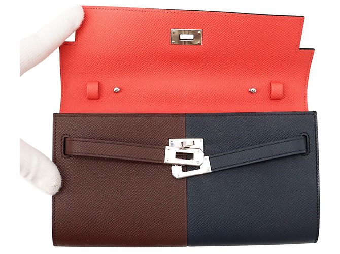 Hermès Portafoglio Hermes Kelly Chain/Shoulder in Blue Indigo - vista 4