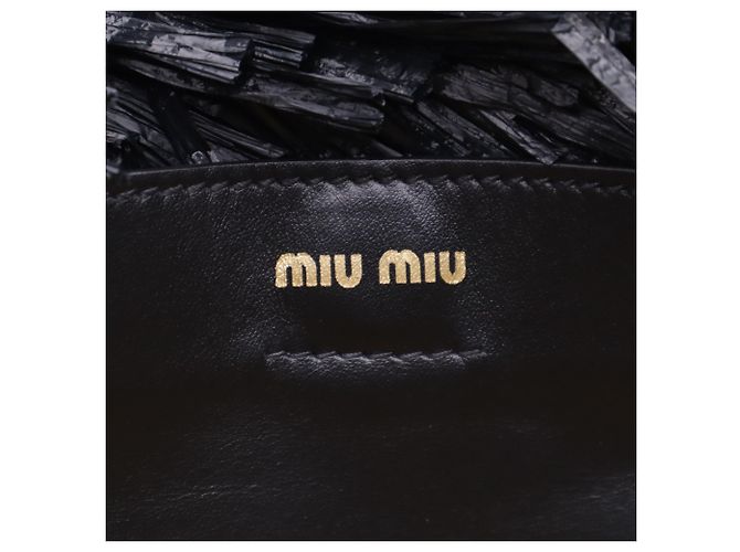 Borsa in paglia Miu Miu con logo Nero - vista 13