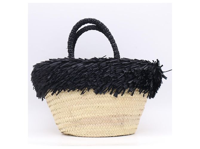 Borsa in paglia Miu Miu con logo Nero - vista 2