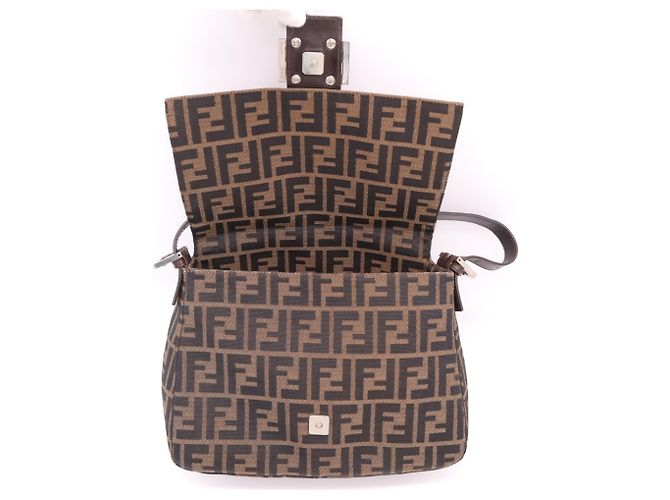Borsa a secchiello a tracolla Fendi Zucca Mamma Marrone Beige - vista 15