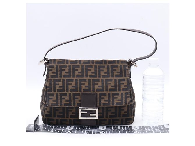 Borsa a secchiello a tracolla Fendi Zucca Mamma Marrone Beige - vista 3