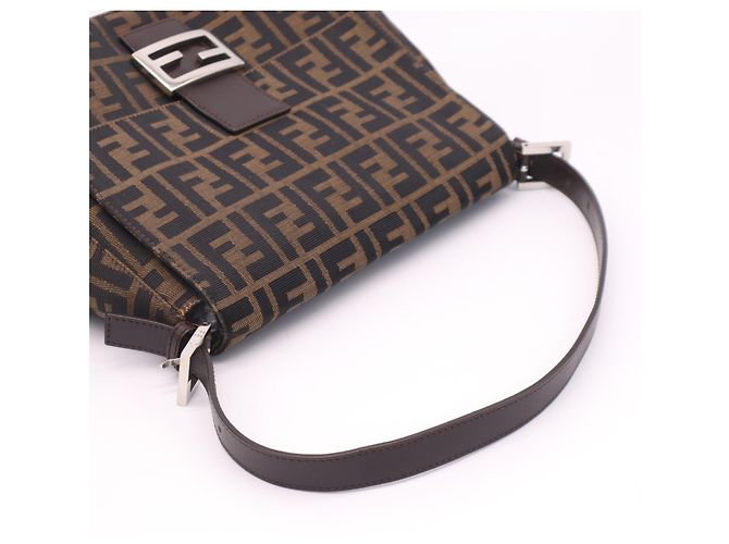 Borsa a secchiello a tracolla Fendi Zucca Mamma Marrone Beige - vista 5