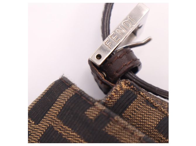 Borsa a secchiello a tracolla Fendi Zucca Mamma Marrone Beige - vista 7