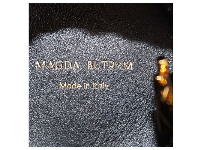 Borsa da sera Magda Butrym in raso nero con micro perle - vista 5