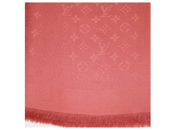 Sciarpa classica Monogram Louis Vuitton in seta e lana Terracotta Rosa - vista 2