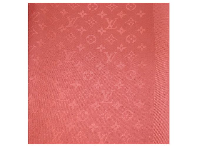 Sciarpa classica Monogram Louis Vuitton in seta e lana Terracotta Rosa - vista 4