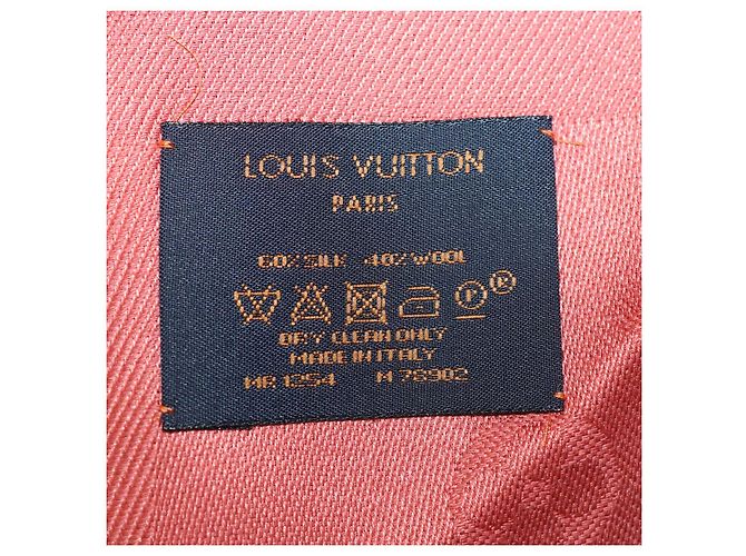 Sciarpa classica Monogram Louis Vuitton in seta e lana Terracotta Rosa - vista 5