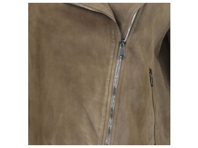 Chaqueta Biker Monili de cuero marrón Brunello Cucinelli - vista 4