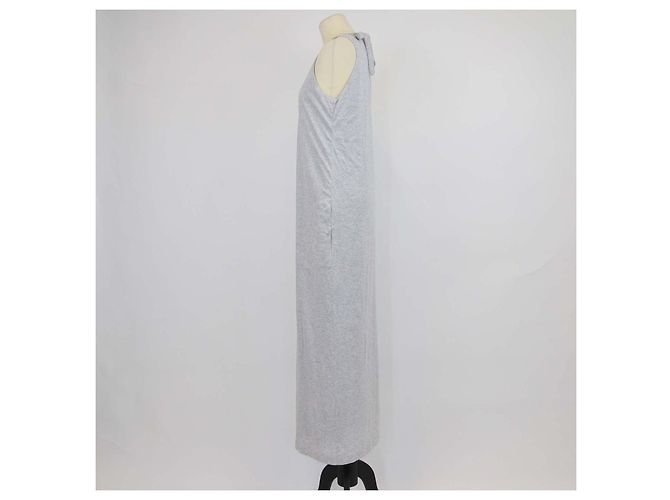 Ärmelloses langes Kleid aus grauer Baumwolle mit Schleife Brunello Cucinelli - Ansicht 2