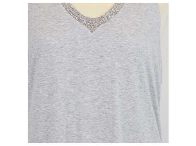 Ärmelloses langes Kleid aus grauer Baumwolle mit Schleife Brunello Cucinelli - Ansicht 4