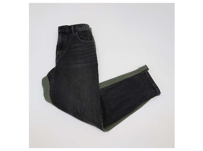Alexander Wang Pantalones híbridos sweatpants jeans Gris/Verde de algodón - vista 3