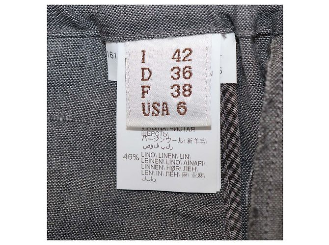 Pantalones rectos Brunello Cucinelli en mezcla de lino gris con cordón - vista 6