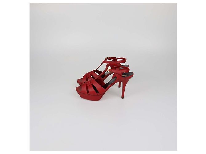 Sandali platform Tribute in pelle rossa Saint Laurent Rosso - vista 4