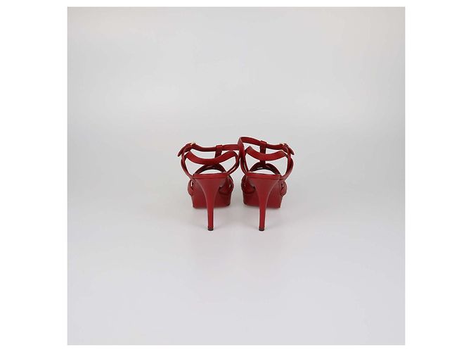 Sandali platform Tribute in pelle rossa Saint Laurent Rosso - vista 5