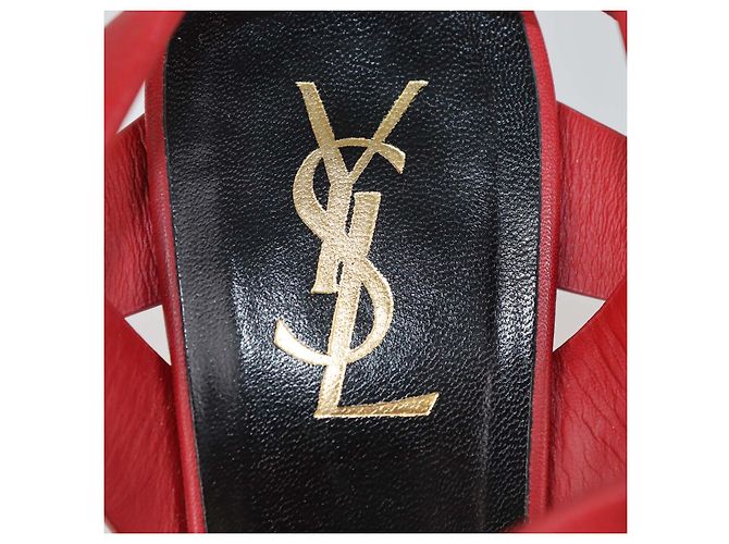 Sandali platform Tribute in pelle rossa Saint Laurent Rosso - vista 6