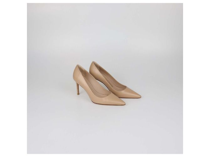 Décolleté a punta in pelle beige Stuart Weitzman - vista 2